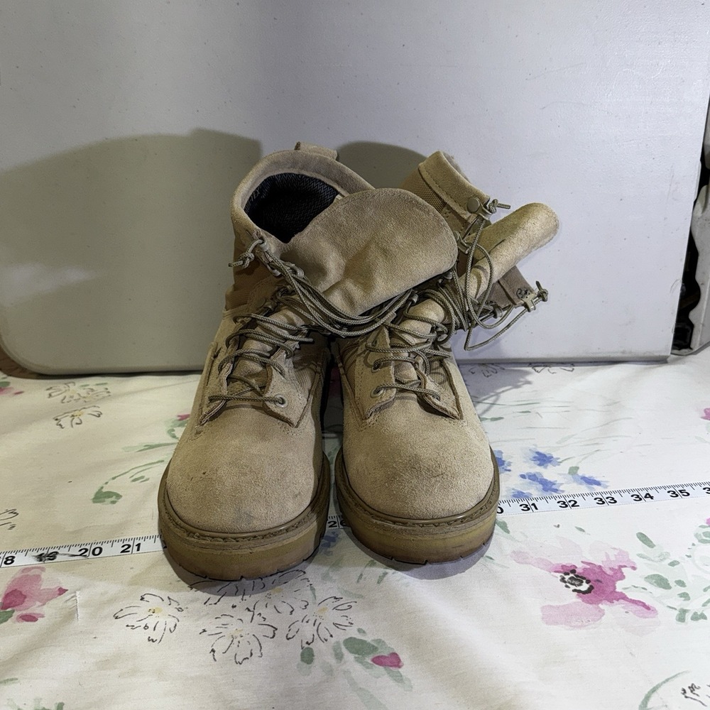 Bates E30500B Desert Combat Boots Tan Suede Side Zip Men's 7W